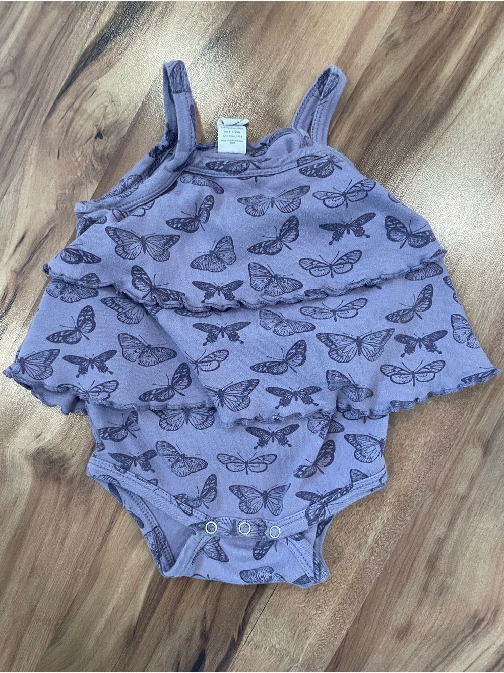 Kate Quinn Purple Butterfly Ruffle Romper